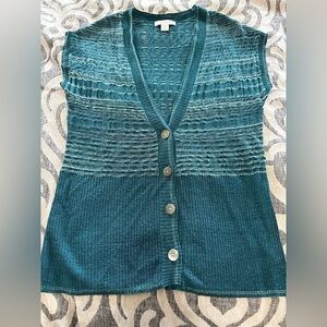 Cold Water Creek short sleeve teal cardigan size medium 10-12 EUC